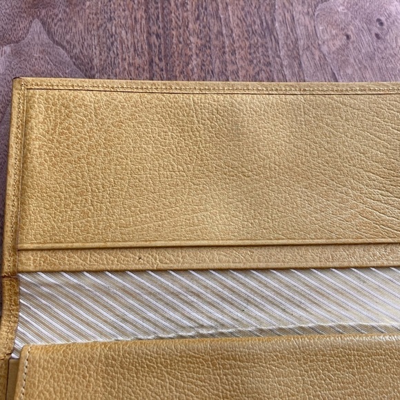 VINTAGE Gold Yellow Baronet Checkbook Wallet Cowhide Leather Snap Retro 80s - Picture 4 of 13